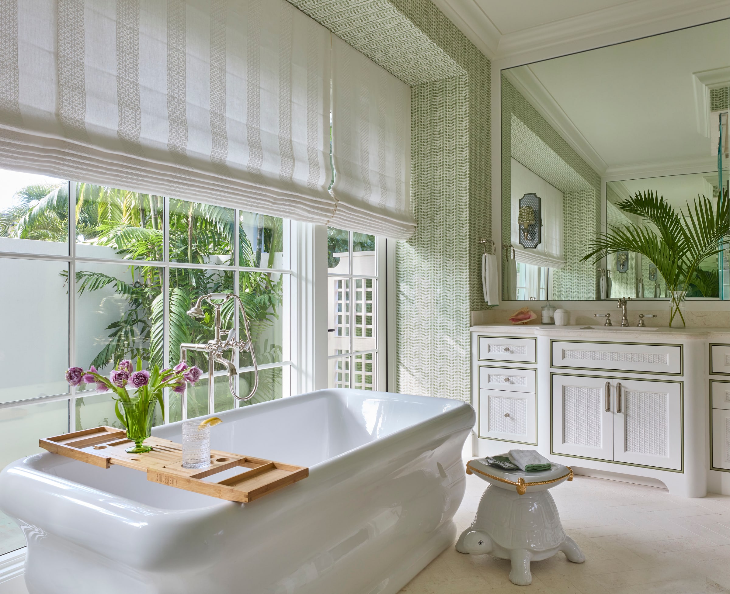 Bath opening to the garden