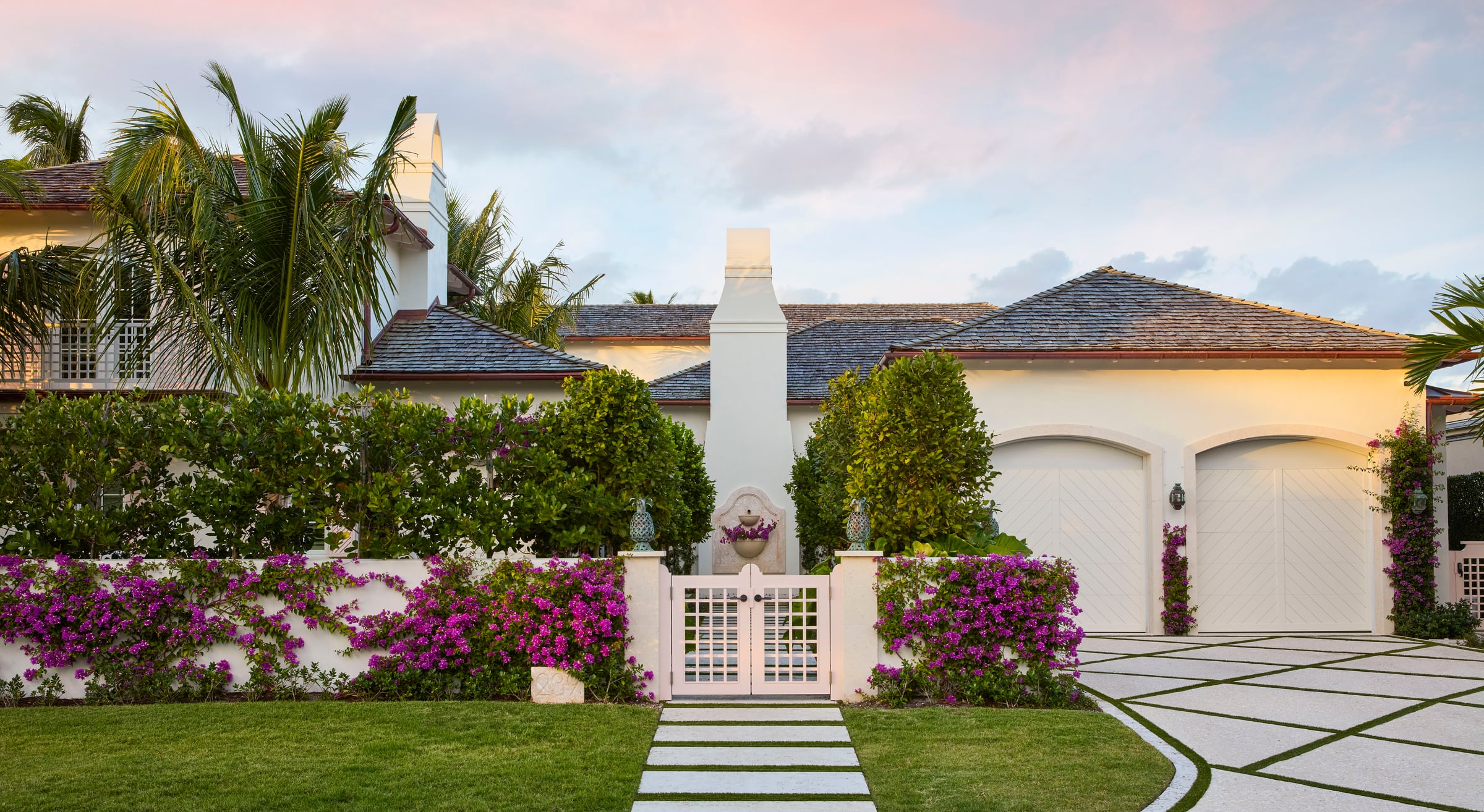 Entry court in bougainvillea
