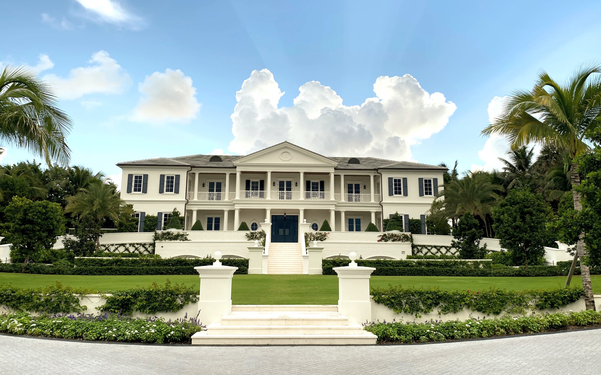 Estate front lawn and gates