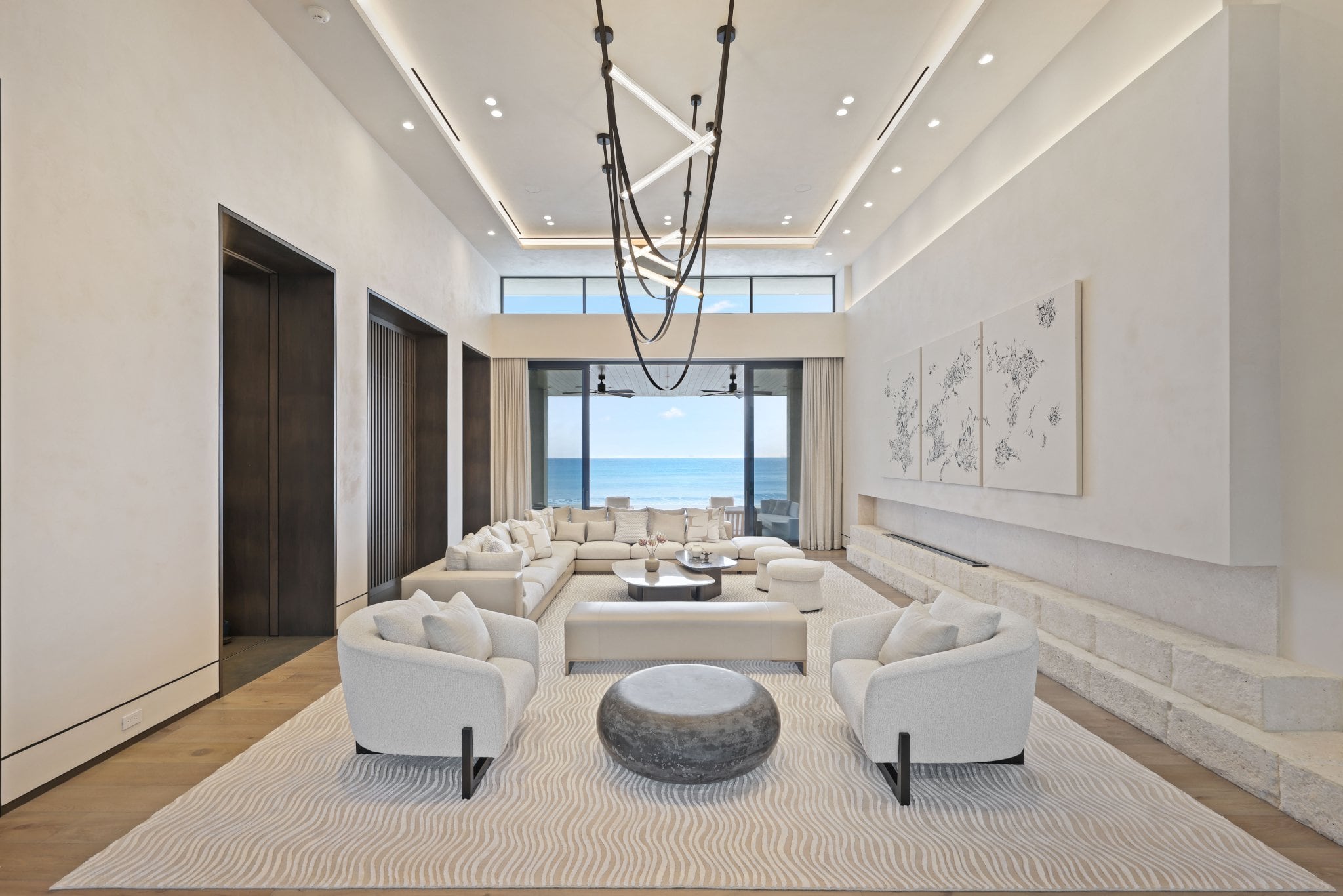 Great room, framed to the Atlantic
