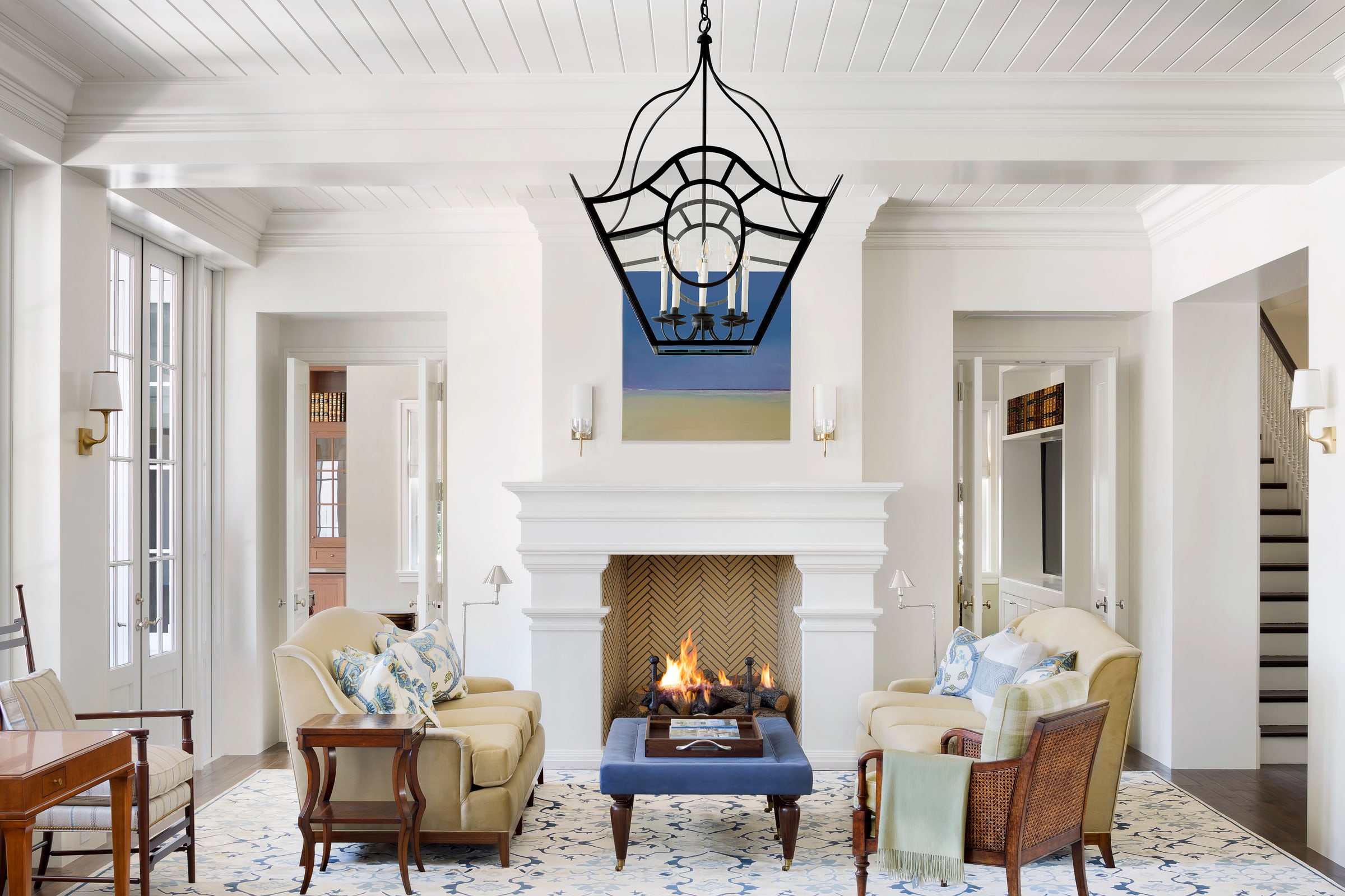 Living room with a fireplace